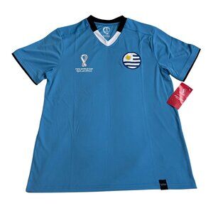 Uruguay FIFA World Cup Qatar 2022 Licensed Soccer Jersey Blue Large‎ vneck new